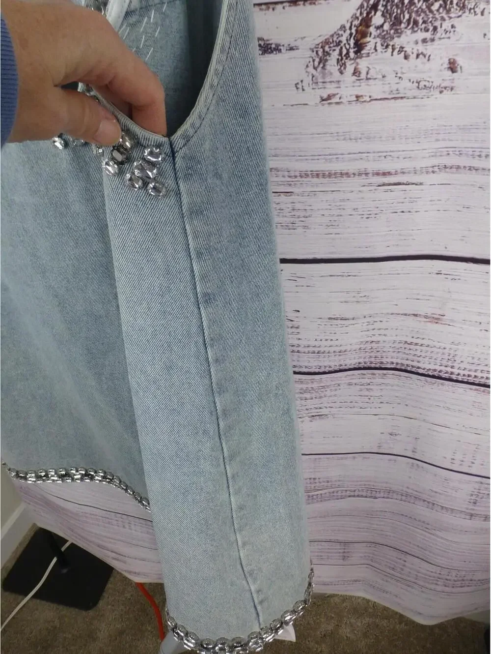 Miss Rosier Women's XL Light Wash Denim Vest Top Rhinestone Embellished K4 - Picture 5 of 16